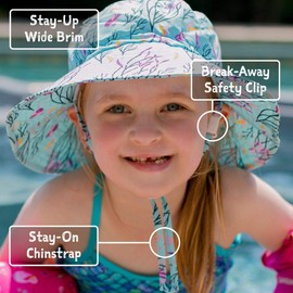 JAN & JUL UV Protection Baby Girl Swim Sun-Hat, with Strap (S: 0-6 Months, Spring Flowers)