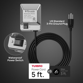 TURBRO Universal Stainless Steel Grill Rotisserie Motor, Heavy Duty 4W Replacement Motor with Waterproof On/Off Switch - Supports up to 40 lbs - CSA Certified - for Outdoor BBQ and Gatherings