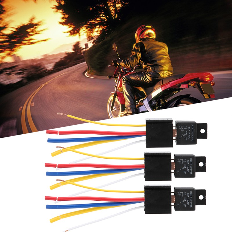 3pcs DC12V 80A LED Flasher Relay Waterproof Shockproof 5‑Pin Car