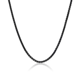 Metro Jewelry Thin Wheat Chain Necklace for Men in Stainless Steel with Black Ion Plating 3 mm Wide Lobster Claw