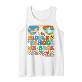 Groovy Hello Middle School We Back Sunglass Teacher Girls Tank Top