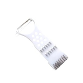 All-in-one Multifunctional Handheld Peeler, Grater and Slicer for Faster Veggie, Fruit and Cheese prep in Compact Plastic Design