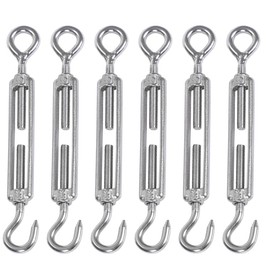 Pack of 6 Turnbuckles, Stainless Steel Wire Buckles, 304 Stainless Steel Turnbuckles, Rustproof, High Strength Turnbuckles, Rustproof, Durable, Structural Reinforcement, Wire Fixing, Tent Setup, Tensioner, Rope Fixing - M6