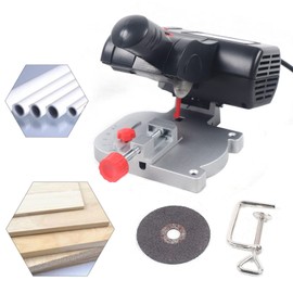 DOONARCES Mini Bench Cut Off Miter Saw, 45° Cutting Benchtop Cut-Off Miter Saw with 2 Blades for Metal Wood Plastic Stone Cutting Desktop Miter Saw, 4500rpm