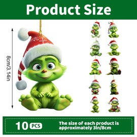Dhqkqg Pack of 10 Christmas Decorations with Elastic Cord 2D Acrylic Pendants, Christmas Decoration, 2024 Merry Funny Dolls Ornaments for Christmas Tree Decorations, Christmas Decorations