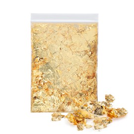 Gold Foil Sheet for Hair Gold Foil Flake Gold Foil for Hair Nail Fake Gold Foil Hair Gold Foil Sheet Hair Adult Ceremony Decoration Gold Flake Imitation Gold Foil Sheet for Gold Foil Resin Painting DIY Craft Decoration Decoration Parts PureSino (A Gold - 5g)