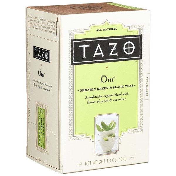 Tazo Peachy Green Organic Green & Black Teas, 20-Count Tea Bags (Pack of 6)