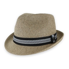 Belfry Men Women Summer Straw Trilby Fedora Hat in Blue Tan Black Luz Tan LRG