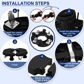 QYQRQF Plant Caddy with Wheels, Heavy Duty Plant Stand with 4 Lockable Casters 4 Feet Adjustable Rolling Plant Dolly 15-20 inch for Outdoor Indoor Large Plant Moving upto 350lbs (Black, 2pcs)
