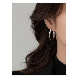 YCYG 925 Silver Mobius Ring Earrings, Medium Size 33mm x 22mm, Suitable for Sensitive Skin, Simple Design, Sling Design with Elegant Packing for Gifts, High Polished Plating, 925 Silver Earrings