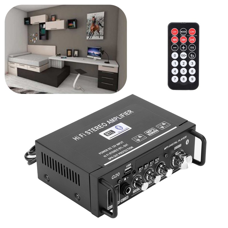 2 Channel Power Amplifier Mini Bluetooth USB/FM Smart Digital with