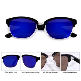 SEEKASTRO Retro Trendy Semi Rimless Sunglasses for Men&Women-Lightweight, UV Protection Coating, Mirrored Lens, Mixed Frame