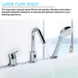 CREA Roman Tub Faucet Set - Chrome Bathtub Faucet with Hand Shower and Diverter