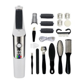 Electric Foot File for Hard Skin Remover Feet, 3 Interchangeable Heads (Coarse/Medium/Fine) for Cracked Heels & Dead Skin, Waterproof Electric Foot File Pedicure Tool with LED Display & USB Charging