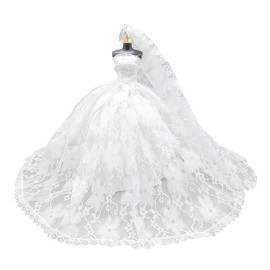 1 set of doll wedding dress, including 1 wedding dress and 1 veil, doll dressing toys, doll clothes, doll clothing sets, toy doll accessories