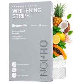 InoPro Kit de tiras blanqueadoras de dientes naturales, 14 tratamientos: blanqueador para dientes sensibles, sin peróxido, tiras blancas que no dañan el esmalte, eliminación de manchas profundas, bl