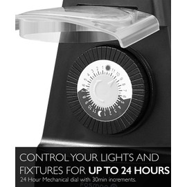 Fosmon Outdoor Dual Timer Outlet Waterproof, Outdoor Light Timer for Electrical Outlets, Weatherproof 24 Hour Mechanical Heavy Duty Plug for Lighting, Garden, 15A, 3-Prong, Grounded, ETL Listed