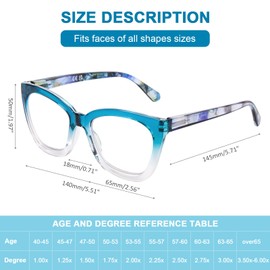 AQWANO Oversized Cat Eye Reading Glasses Women Blue Light Blocking, Filter UV Ray/Glare Computer Readers Fashion, 2.75