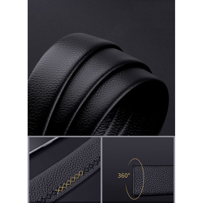 VANNANBA - Cinturones de carraca de piel para hombre, hebilla
