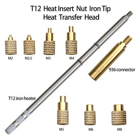 Quicko Heat Set Insert Tool M2 M3 M4 M5 M6 M8 Hot Melt Brass Knurled Nut Embedded Insertion Tip Adapter Kit 3D Printed Parts Install for T12 Soldering Iron