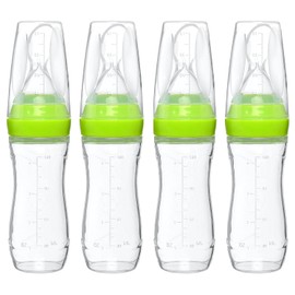 Goji Baby – Baby Food Dispensing Spoon – Mess-Free Feeding – Silicone Baby Food Dispenser for 4+ Months – Precise Food-Release Bottle Spoon Feeder – Straining Baby Squeeze Spoon (Green, 4 Pack)