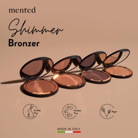 Mented Cosmetics Made in Italy, Cruelty Free Makeup, Vegan, Paraben Free, Shimmer Bronzer, Highlighter Bronzing Powder Palette for Face with Vitamin E + A, 0.35oz/10g, Beach Bum