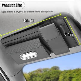 ZIMISI Leather Car Visor Organizer, Sun Visor Storage Bag, Car Tissue Holder, Multi-Pocket Document Holder, Vehicle Travel Accessories for Pen, License, Cards, Sunglasses, Tissues (Grey)