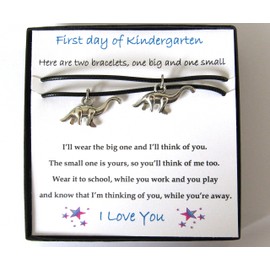 First Day of Kindergarten Bracelet, Mommy and Me, Daddy and Me Back to School Bracelets, Matching Adjustable Bracelets, Dinosaur Bracelet