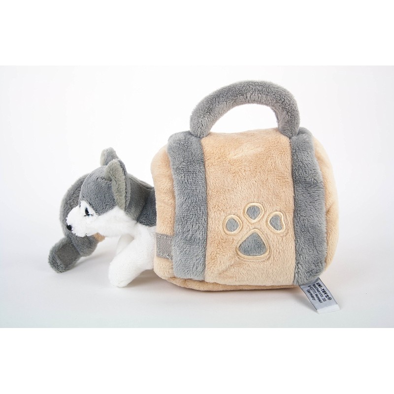 Teddys Rothenburg Cuddly Toy Husky in Dog Kennel 15 cm
