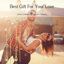 Gift for Christmas Esberry 18K Gold Plating 925 Sterling Silver CZ Hollow Teardrop Dangle Earrings Cubic Zirconia Circle Hypoallergenic Earrings Jewelry for Women and Girls (Yellow Gold-1)