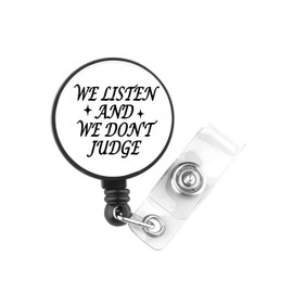 PLITI Geschenk für psychische Gesundheit, Trending Relationship Spruch "We Listen and We Don't Judge", Krankenschwester-Abzeichenrolle (Listen Judge badgeU)