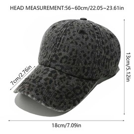 Baseball Cap for Women – Adjustable Leopard Print Hat, Stylish Sun Protection Cap for Outdoor Sports, Casual Travel & Daily Wear Black