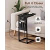 Vagusicc C Shaped End Table with Charging Station, Adjustable Height