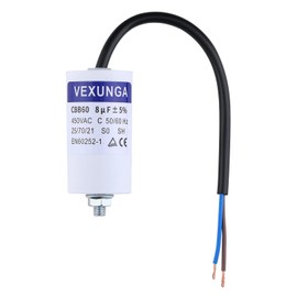 VEXUNGA 8µF 450V Motor Capacitor Starting Capacitor 8uF 8uF 450 Volt 35x65 mm CBB60 Capacitors Cable M8 for Electric Motor
