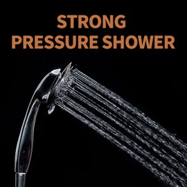 Hongyu High Pressure Shower Head with Handheld 5 Functions Shower Head with 59 Inch Stainless Steel Brass Core Hose and Bracket Rubber Washers, Chrome