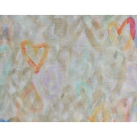 styleBREAKER Women's Loop Scarf with Brushstroke Heart Pattern | Airy Tube Scarf | Soft Scarf for Spring and Summer Made of Viscose 79 x 49 cm, Beige-Mint, Unit size
