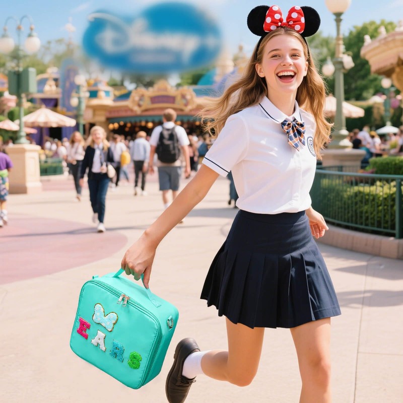 Chenille Letter Bow Mouse Ears Travel Case, Park Ears Headband