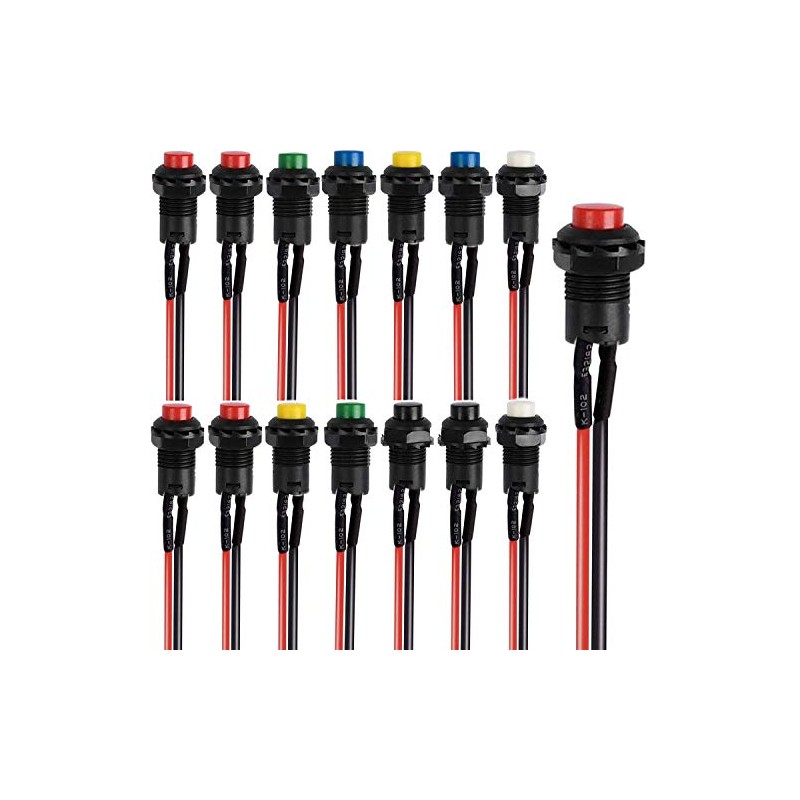 RUNCCI-YUN 14pcs 12mm Momentary Push Button Switch, SPST ON/Off, momentary