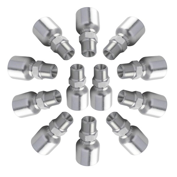 12 Pack Hydraulic Hose Fittings 1/2" I.D. Hose x 1/2"