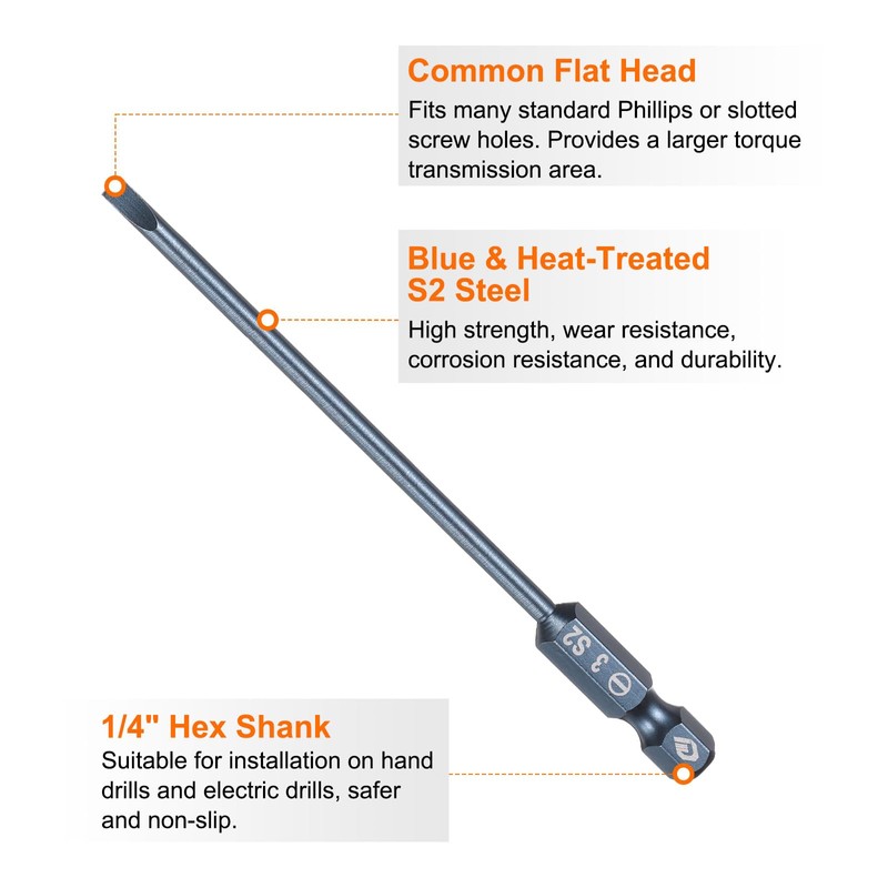 sourcing map 4pcs SL3 SL4 SL5 SL6 Magnetic Slotted Screwdriver