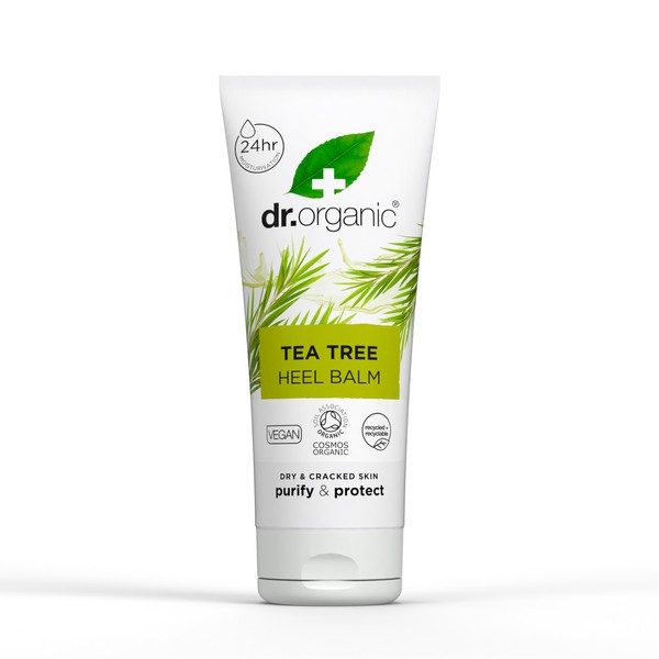 Dr Organic Tea Tree Heel Balm, for Dry & Cracked Feet, Cleansing, with Natural Sunflower Oil, Vegan, Cruelty Free, Paraben & SLS Free, Certified Organic, 100 ml