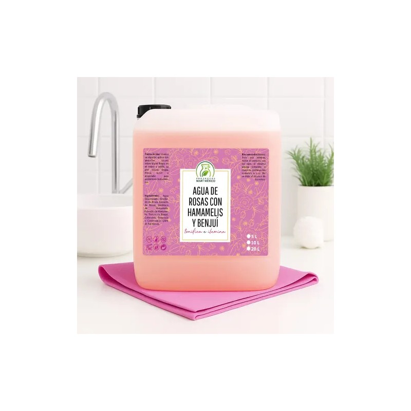 Productos Mart Mexico Agua de Rosas Hamamelis Benjuí 20L Tónico
