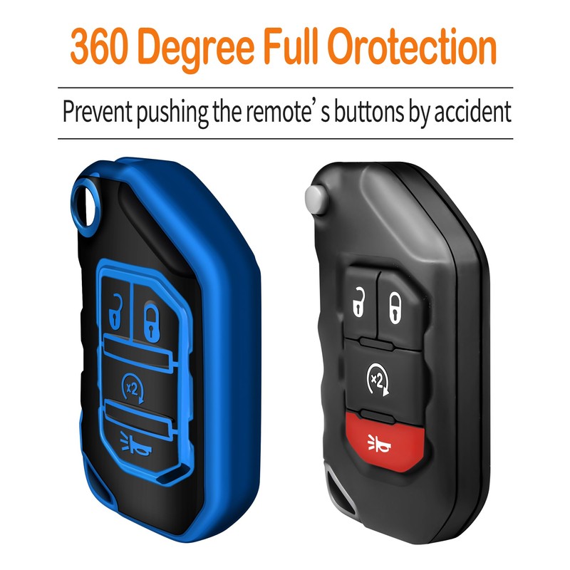 Sindeda for Jeep Key Fob Cover with Keychain Soft Full