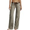 Flamingals Low Rise Cargo Wide Leg Pants for Women Drawstring