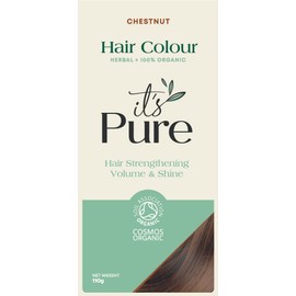 It's Pure Organic Henna Hair Dye in Chestnut | 100% Natural, Vegan, & Gluten Free | PPD Free Hair Dye, Ammonia Free, Resorcinol Free, & Peroxide Free | Volumising, Strengthening, & Revitalising |