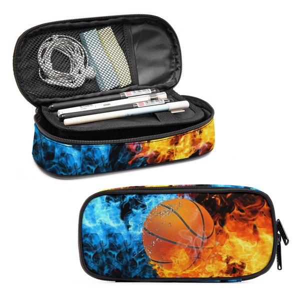 Okentiso Basketball Printed Pencil Case, Large Capacity Pencil Pouch, Pencil