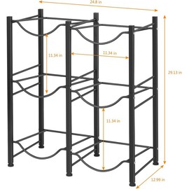 5 Gallon (Approx. 15.7 Liter) Water Bottle Rack, Heavy Duty Drink Cooler Bottle Rack 3 Tier Water Rack with 6 Slots for Gallon Water Tanks Organiser