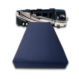 FoamRush 4-Inch Bunk (30" x 75") Gel Memory Foam RV Mattress Replacement with Canvas Navy Cover, Medium Firm, Made in USA, Camper Trailer, Removable Water-Resistant Outdoor/Indoor Cover with Zipper