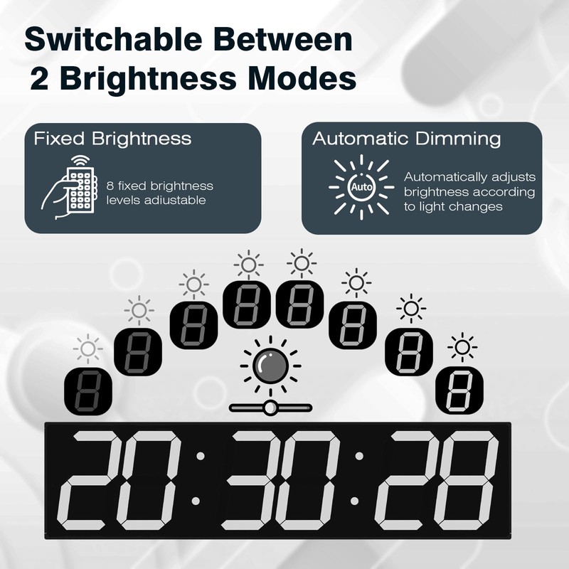CHKOSDA Digital Wall Clock with Large Display, 28.4‘’LED 6-Digit Large