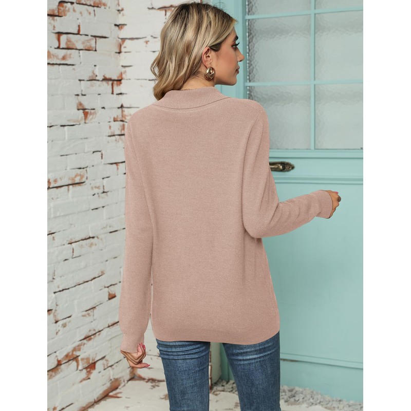 IECCP Women's Jumpers V Neck Long Sleeve Tops Women Solid